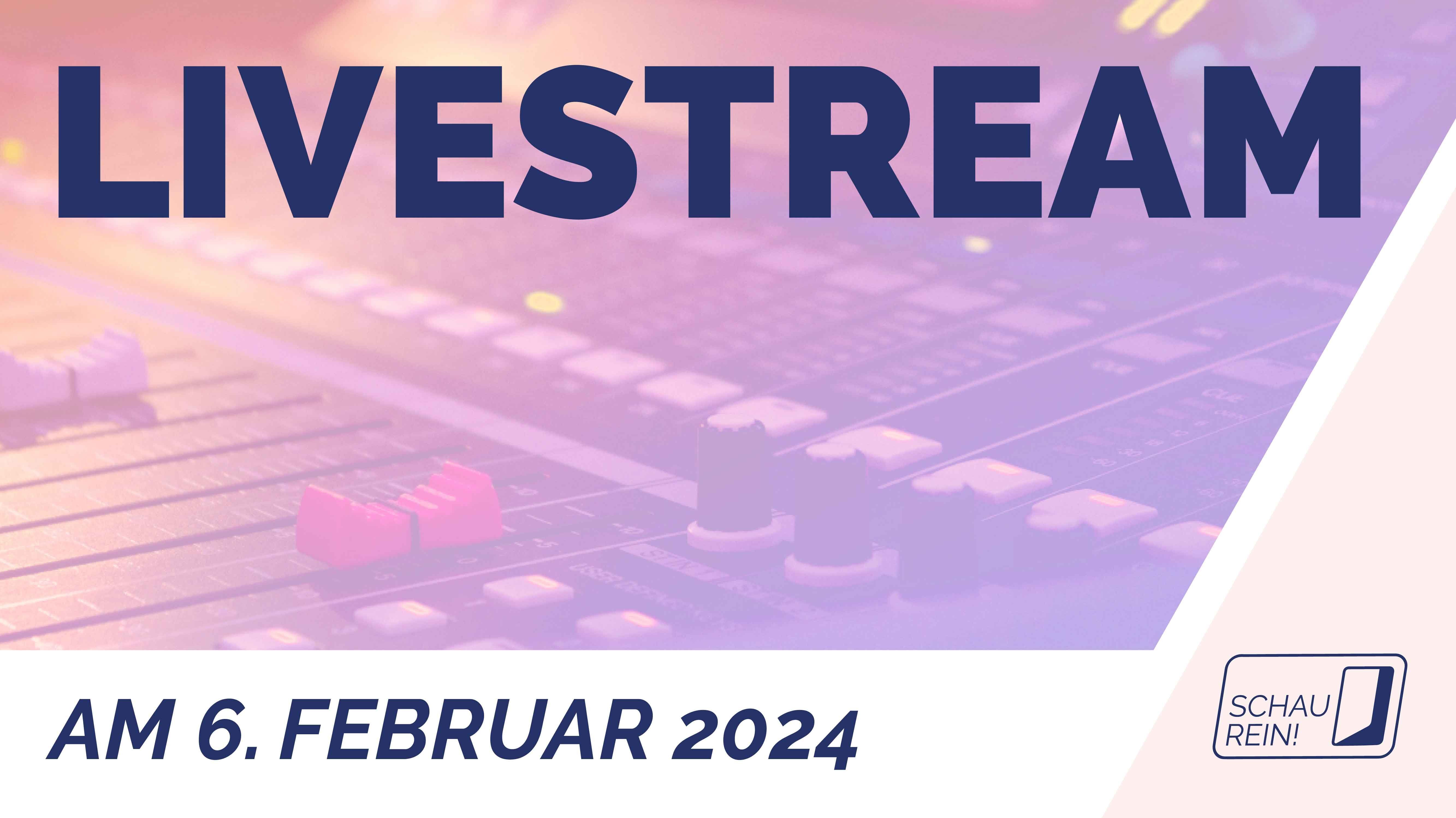 Grafik: Eine Ankündigung von "SCHAU REIN!" für einen Livestream