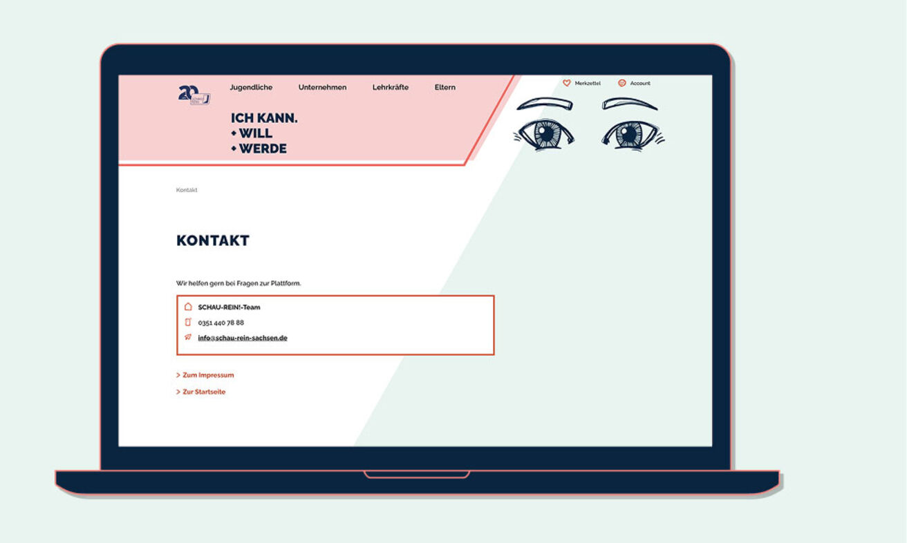 Screenshot: Kontakt zum Team von der Woche der offenen Unternehmen