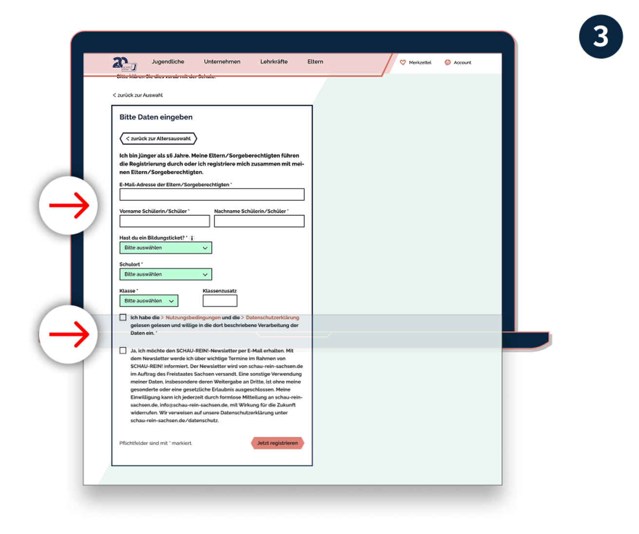 Grafik: Formular für Jugendliche zum Ausfüllen