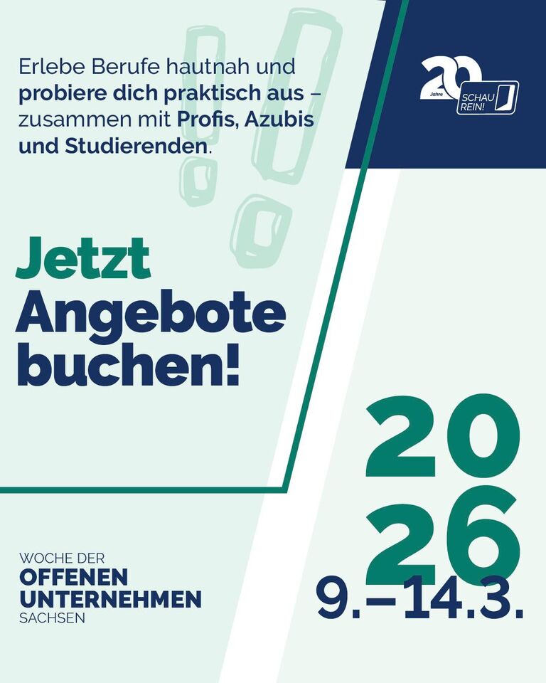 Los geht’s – sichert euch euren Platz! 🎯 Ab heute, 14 Uhr könnt ihr eure Plätze für die »Woche der offenen Unternehmen... Los geht’s – sichert euch euren Platz! 🎯 Ab heute, 14 Uhr könnt ihr eure Plätze für die »Woche der offenen Unternehmen...
